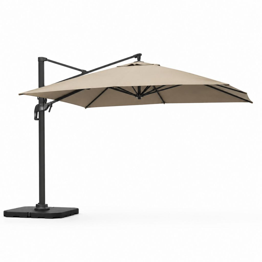 Parasol déporté carré beige en aluminium et polyester 300 x 300 cm