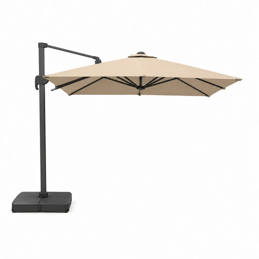 Parasol déporté rectangulaire beige en polyester avec structure en acier 300 x 400 cm