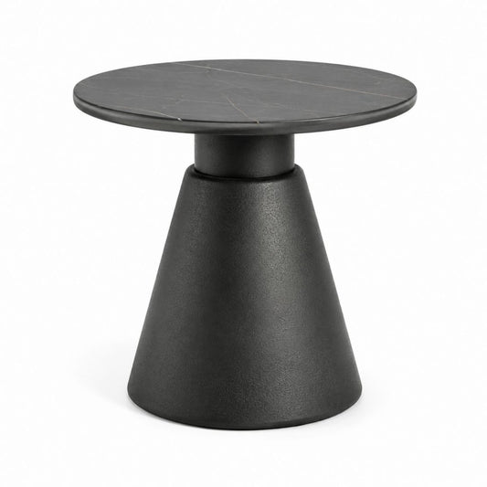 Table d'appoint ronde noire en céramique et acier Ø50 x H50 cm