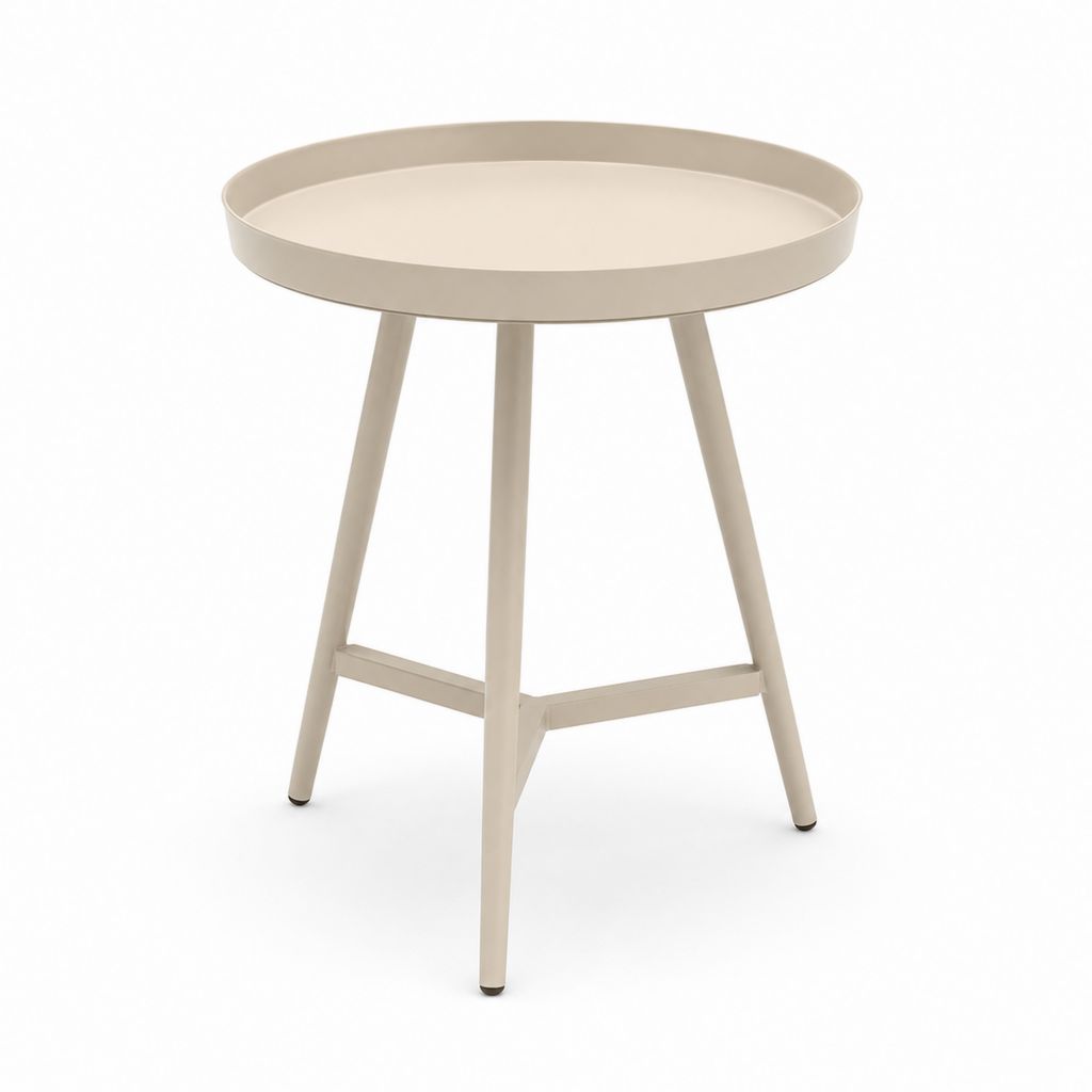 Table d'appoint ronde beige en acier Ø 45 x H 55 cm