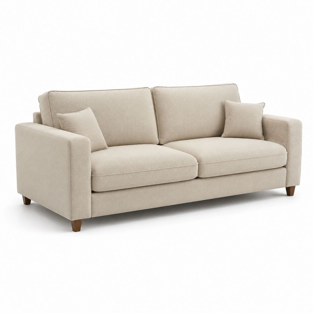 Canapé 3 places beige en polyester rectangulaire 200 x 90 x 85 cm
