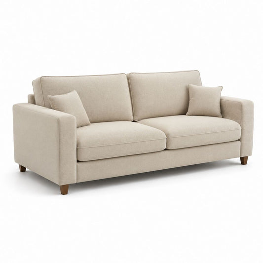 Canapé 3 places beige en polyester rectangulaire 200 x 90 x 85 cm