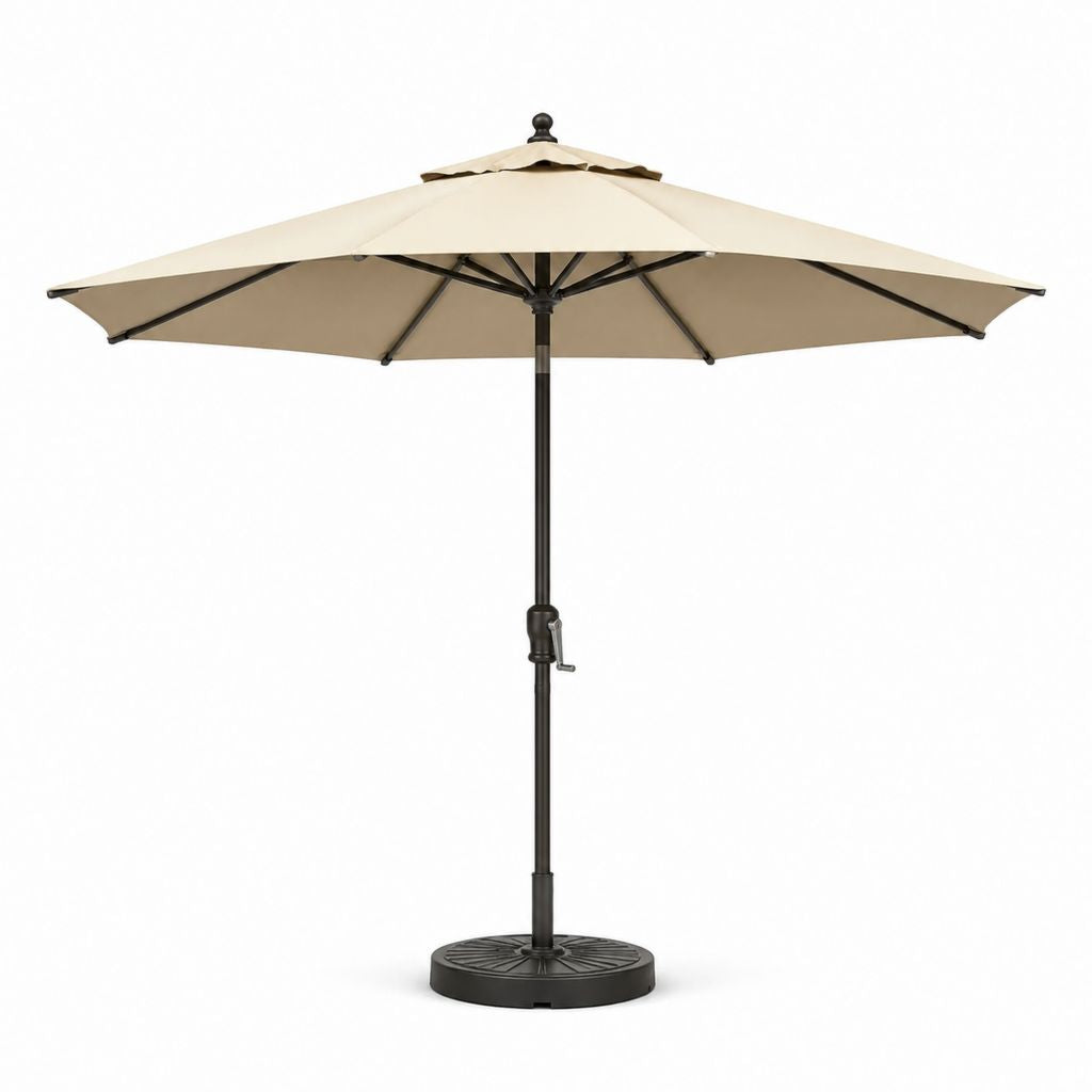Parasol de jardin rond beige en polyester avec mât en acier 300 cm