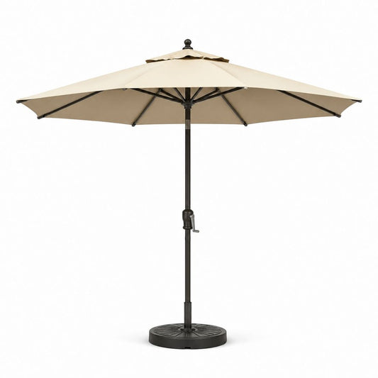 Parasol de jardin rond beige en polyester avec mât en acier 300 cm