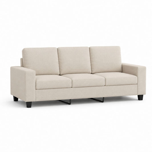 Canapé droit 3 places beige en polyester 200 x 90 x 85 cm