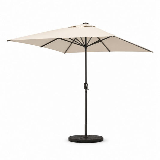 Parasol de jardin rond beige en polyester avec mât en acier 300 cm