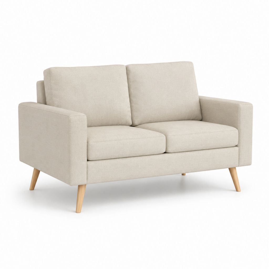 Canapé 2 places beige en polyester rectangulaire 150 x 85 x 84 cm