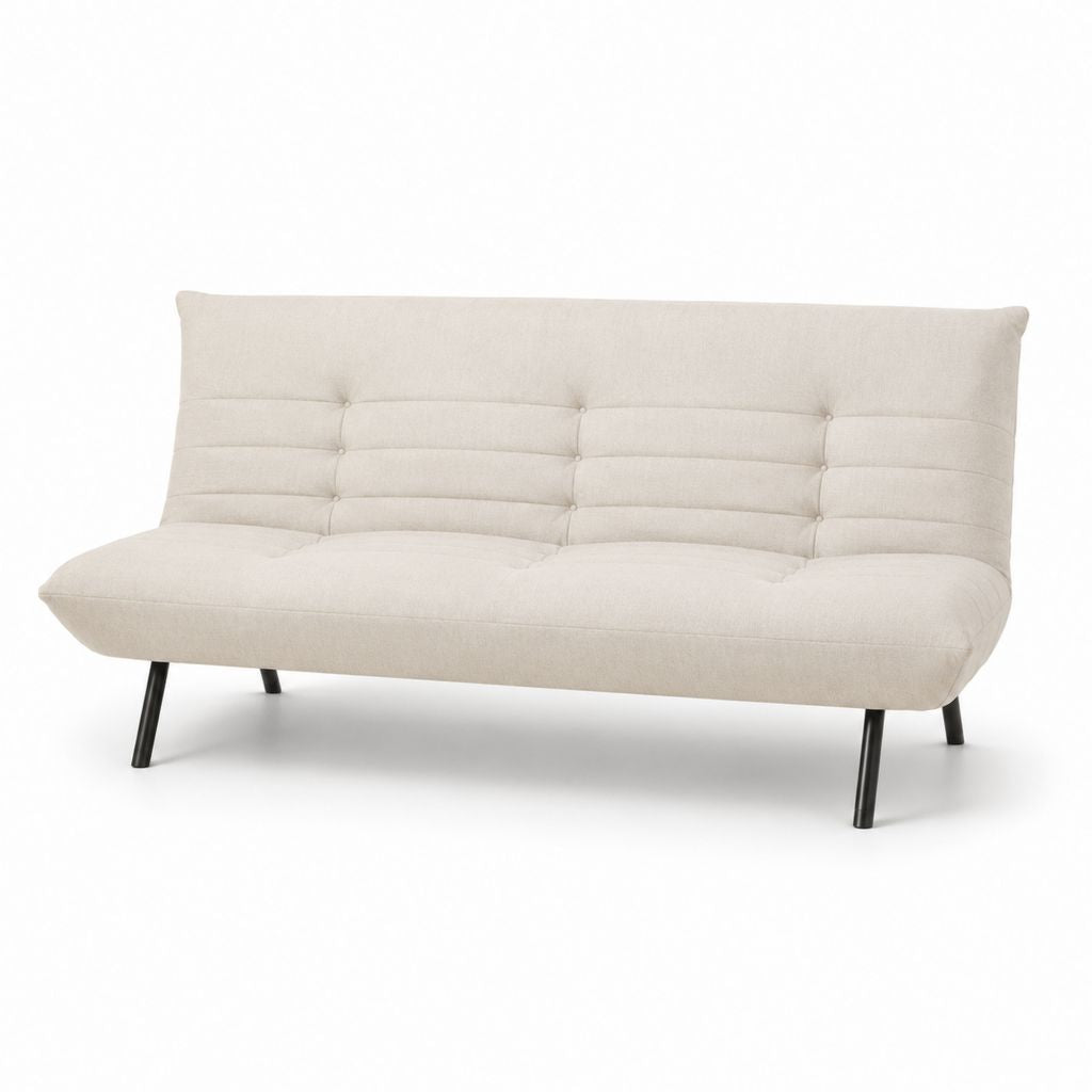 Canapé-lit 3 places beige en polyester avec pieds en acier 180 x 85 x 83 cm