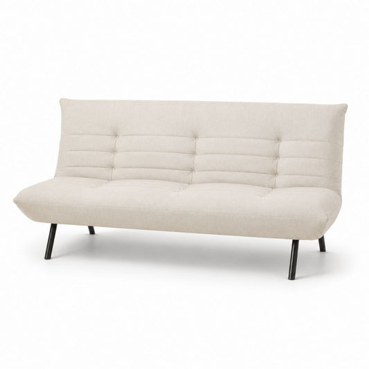 Canapé-lit 3 places beige en polyester avec pieds en acier 180 x 85 x 83 cm